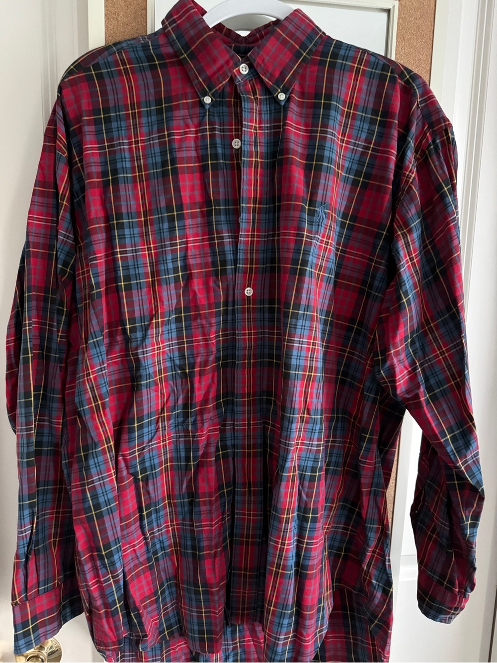 Ralph Lauren Red and Navy Plaid Button-Down Shirt